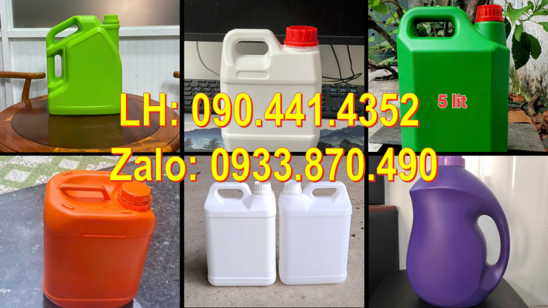 Can nhựa 1 lít tròn, can nhựa 2 lít đựng thuốc diệt côn trùng, can nhựa 5 lít đựng nông dược 