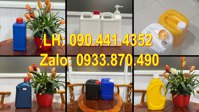Can nhựa 2 lít đựng hương liệu, can nhựa 5 lít vuông đựng chất làm bóng giày dép