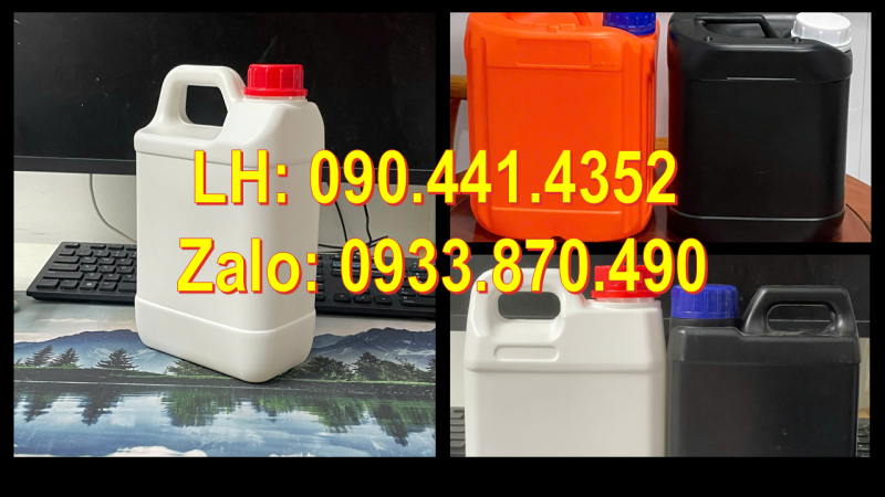 Can nhựa 2 lít đựng hương liệu, can nhựa 5 lít vuông đựng chất làm bóng giày dép