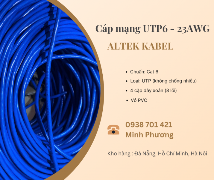 Cáp mạng UTP6 - 23AWG – Giải pháp kết nối mạng ổn định, tiết kiệm chi phí Đà Nẵng