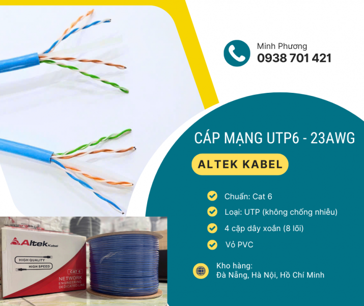 Cáp mạng UTP6 - 23AWG – Giải pháp kết nối mạng ổn định, tiết kiệm chi phí Đà Nẵng