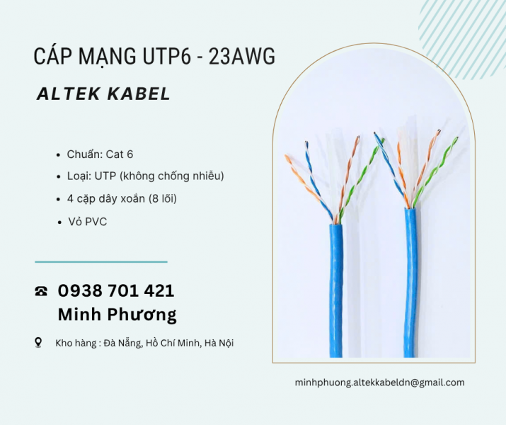 Cáp mạng UTP6 - 23AWG – Giải pháp kết nối mạng ổn định, tiết kiệm chi phí Đà Nẵng