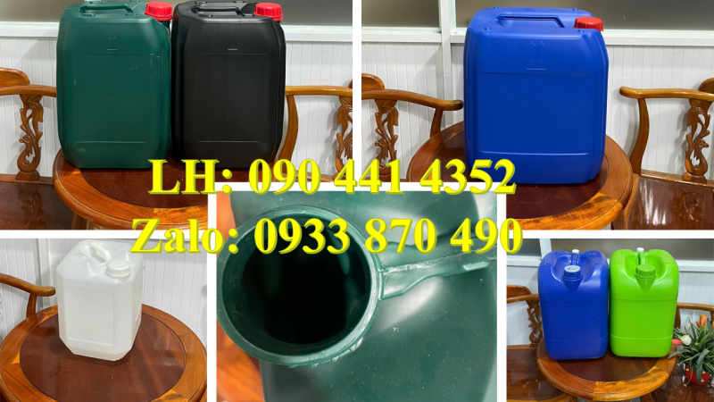 Gía can nhựa 20 lít đựng dầu, can 25 lít đựng bazơ, can nhựa 30 lít đựng axit thoát khí 