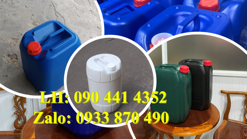 Gía can nhựa 20 lít đựng dầu, can 25 lít đựng bazơ, can nhựa 30 lít đựng axit thoát khí 