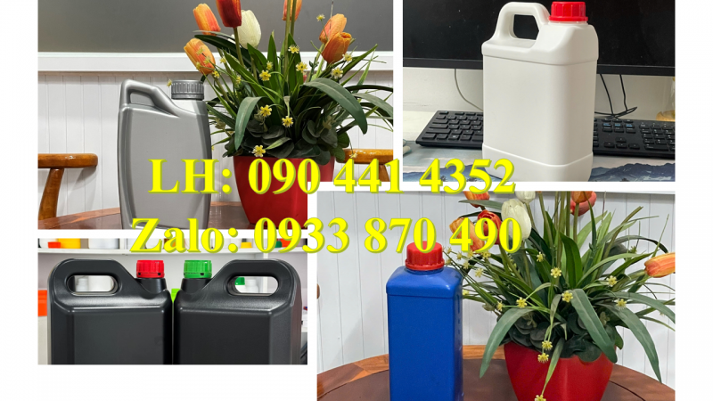 Gía can nhựa 500ml, can nhựa 1 lít vuông, can nhựa đựng 2 lít hóa chất có màu 