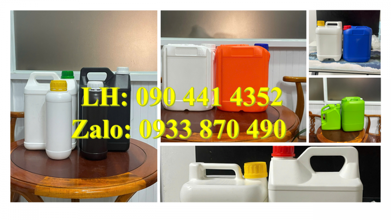 Gía can nhựa 500ml, can nhựa 1 lít vuông, can nhựa đựng 2 lít hóa chất có màu 