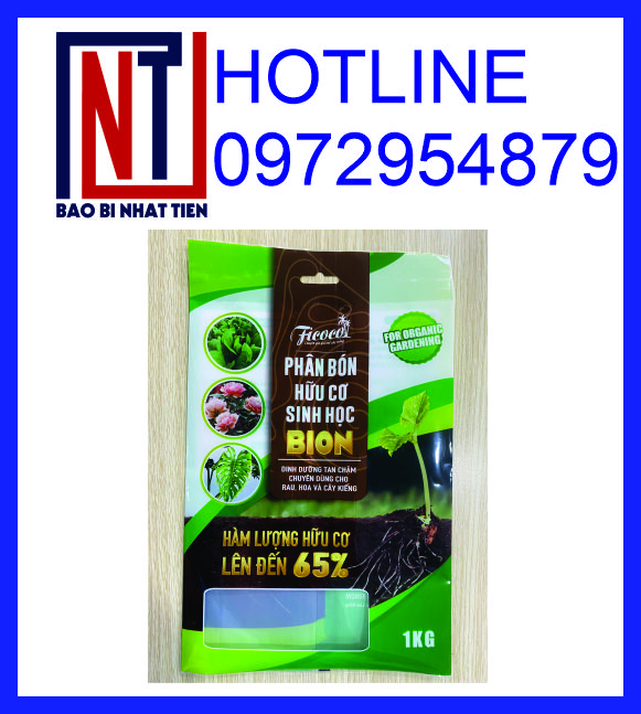 Cung cấp bao bì phân bón 1kg, túi nhôm ghép màng đựng phân bón