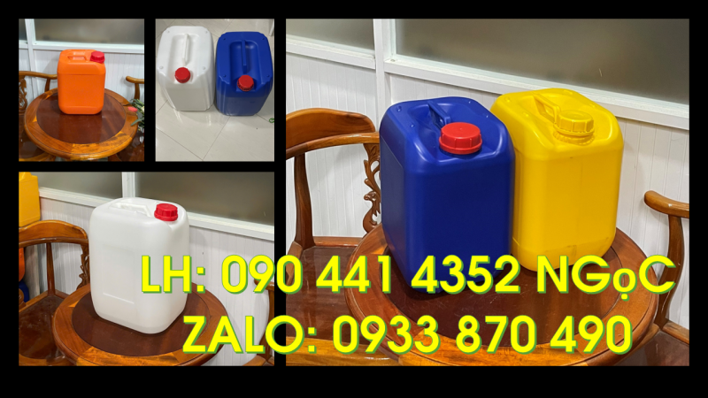 Gía can nhựa 20 lít đựng hóa chất, can nhựa 25l giá rẻ, can nhựa 30 lít vuông 