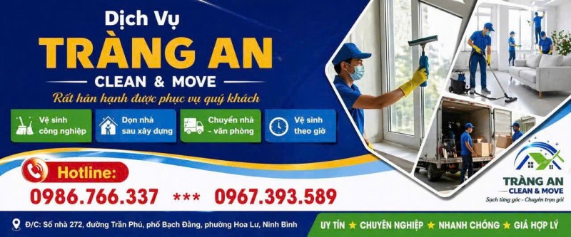 DỊCH VỤ VỆ SINH CHUYÊN NGHIỆP TRÀNG AN – NHANH CHÓNG – SẠCH SẼ – GIÁ HỢP LÝ