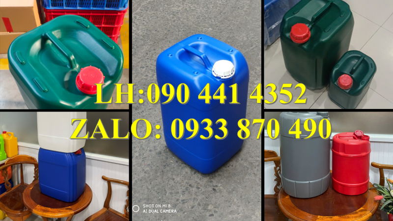 Bán can nhựa 20 lít, thùng nhựa 25 lít đựng HCl, can nhựa 30 lít đựng H2S04