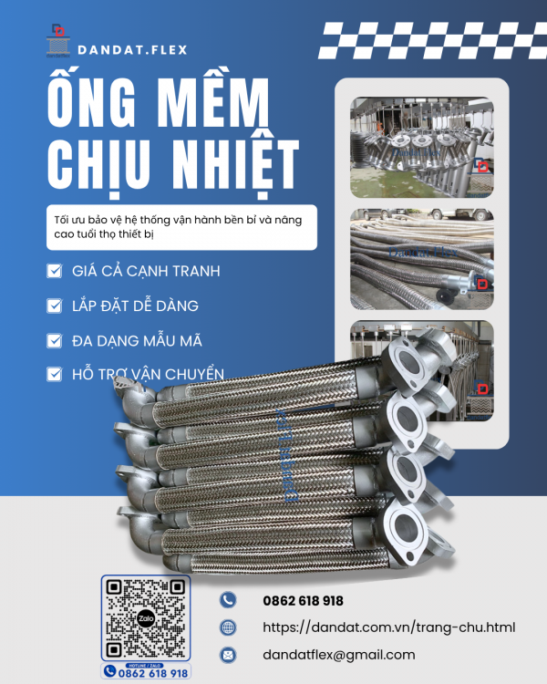 Ống Mềm Dẫn Hơi Nóng Chịu Áp Lực Ống mềm dẫn nhiệt lò hơi, Dây mềm inox chịu nhiệt