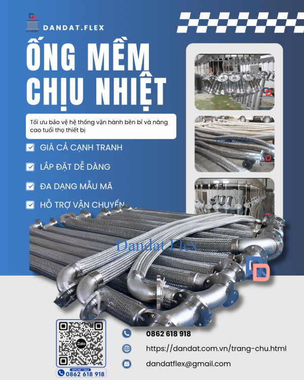 Ống Mềm Dẫn Hơi Nóng Chịu Áp Lực Ống mềm dẫn nhiệt lò hơi, Dây mềm inox chịu nhiệt
