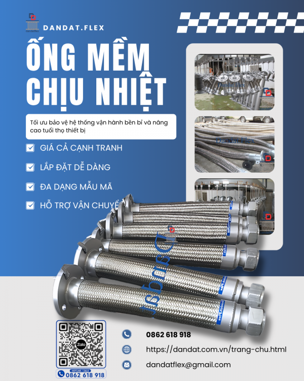 Ống Mềm Dẫn Hơi Nóng Chịu Áp Lực Ống mềm dẫn nhiệt lò hơi, Dây mềm inox chịu nhiệt