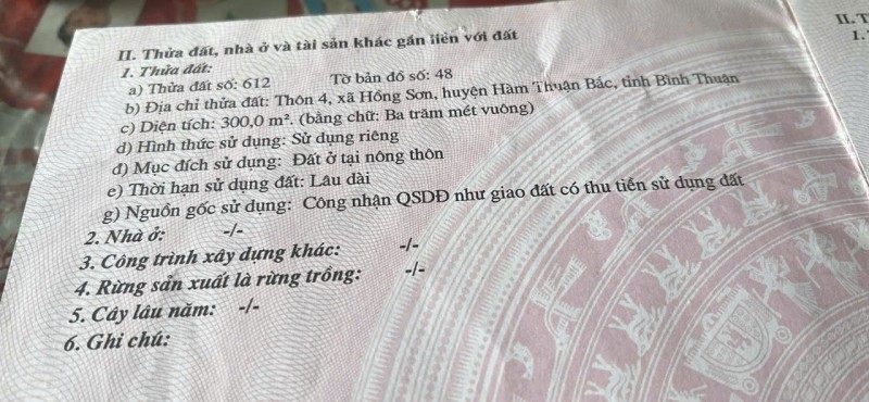 HOT HOT – CHÍNH CHỦ CẦN BÁN 2 LÔ ĐẤT LIỀN KỀ TẠI X. Hồng Sơn, H. Hàm Thuận Bắc, T. Bình Thuận