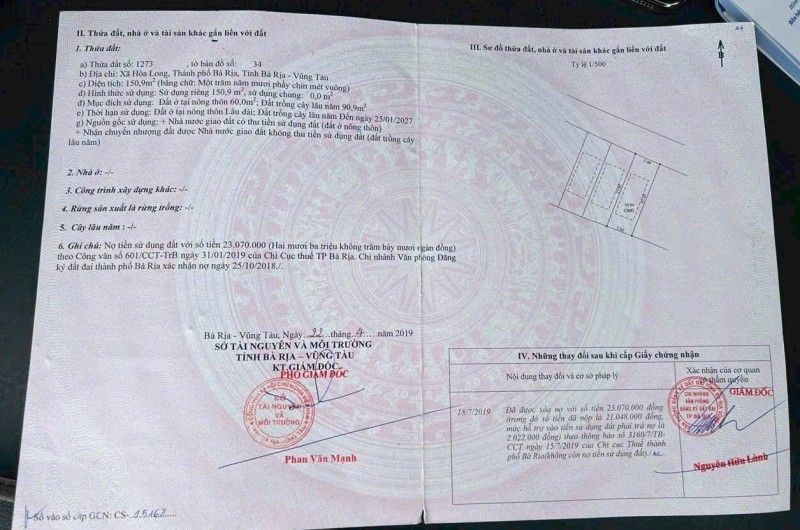 ĐẤT ĐẸP - ĐẦU TƯ SINH LỜI - Chính Chủ Cần Bán Lô Đất Tại Xã Hòa Long, Thành Phố Bà Rịa, BRVT