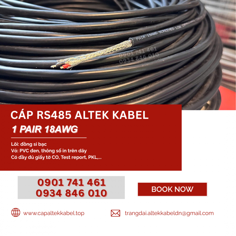 Cáp tín hiệu RS485 18AWG 1 Pair Altek Kabel tại Đà Nẵng, Bình Định, Khánh Hòa