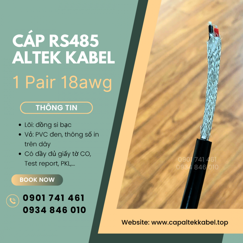 Cáp tín hiệu RS485 18AWG 1 Pair Altek Kabel tại Đà Nẵng, Bình Định, Khánh Hòa