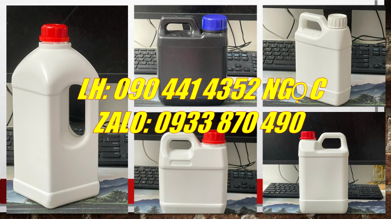 Can nhựa 1 lít HDPE, can 2 lít vòi nhấn 360, can nhựa 5 lít nắp thoát khí 