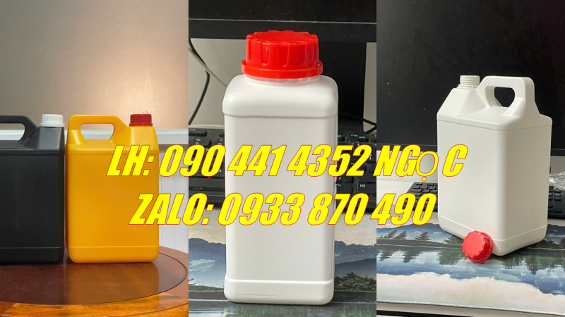 Can nhựa 1 lít HDPE, can 2 lít vòi nhấn 360, can nhựa 5 lít nắp thoát khí 
