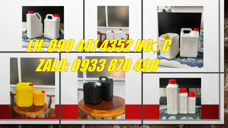 Can nhựa 1 lít vuông, can 2 lít vuông quai, can nhựa 5 lít có vạch chia