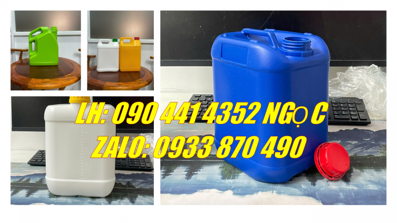 Can nhựa 1 lít vuông, can 2 lít vuông quai, can nhựa 5 lít có vạch chia