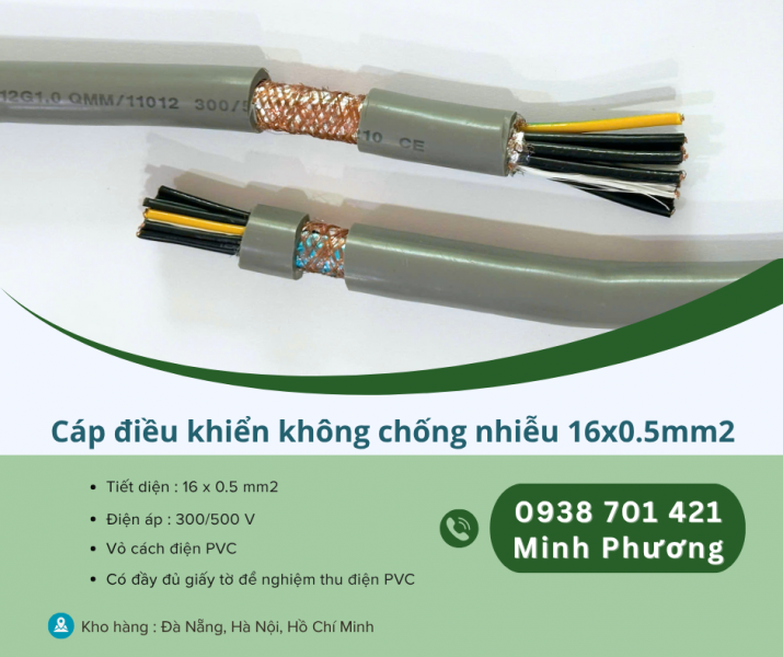 Cáp điều khiển không chống nhiễu 16x0.5mm2 hàng sẵn kho Đà Nẵng, Hà Nội, HCM