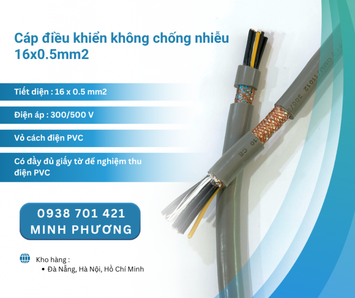 Cáp điều khiển không chống nhiễu 16x0.5mm2 hàng sẵn kho Đà Nẵng, Hà Nội, HCM