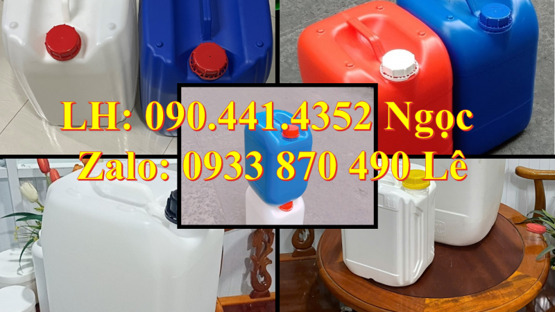 Can nhựa 30 lít xanh vuông, can dẹp 30 lít đựng xăng, can nhựa 30 lít dẹp đựng nước lau sàn 
