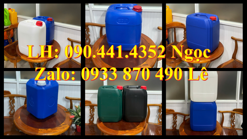 Can nhựa 25 lít vuông đựng muối axit, can nhựa 30 lít đựng hóa chất sinh khí 