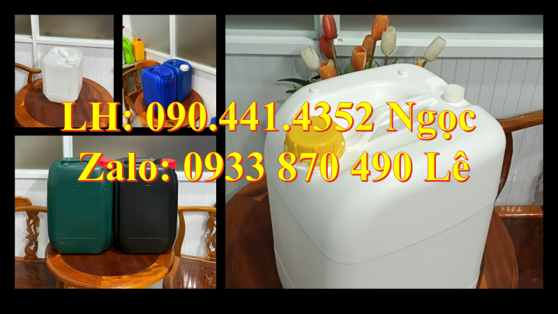 Can nhựa 25 lít vuông đựng muối axit, can nhựa 30 lít đựng hóa chất sinh khí 