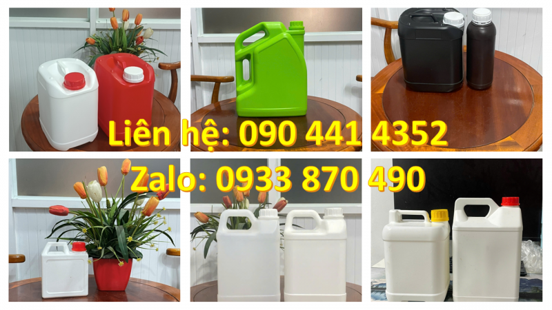Vỏ can nhựa 5 lít đựng sữa tươi, can 2 lít đựng dược phẩm loãng, can nhựa 1 lít đựng mực 