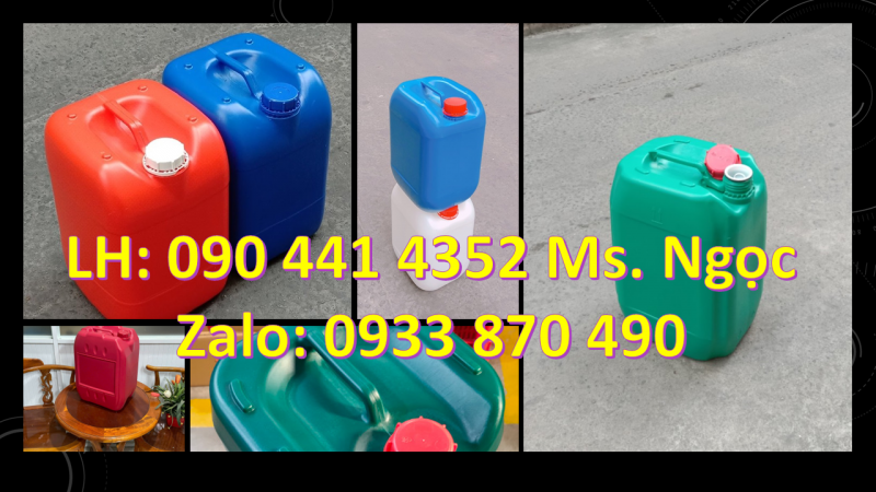 SX can nhựa 20 lít tròn, can nhựa 22 lít đựng hóa chất, can nhựa vuông 24 lít dày 