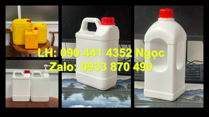 Can chứa 500ml chất lỏng, bình chứa nước lau sàn 1 lít, can nhựa tròn 2 lít đựng hóa chất