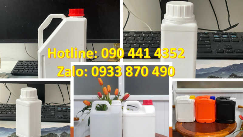 Can nhựa 2 lít đựng dầu máy, can nhựa 5 lít đựng hóa chất ngành may mặc 