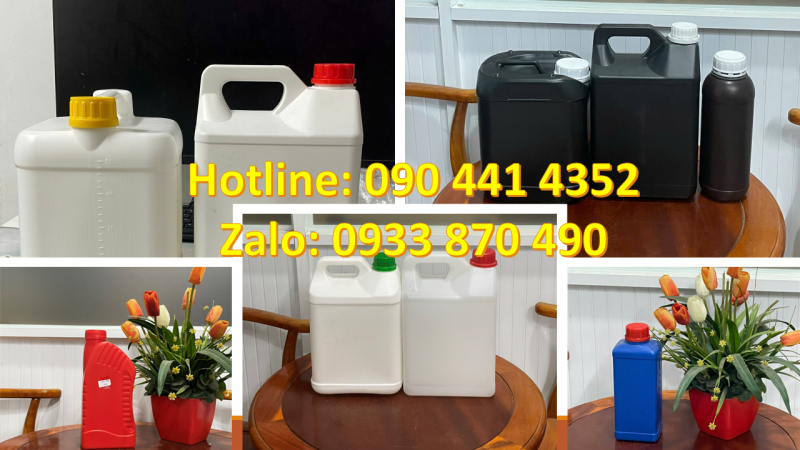 Can nhựa 2 lít đựng dầu máy, can nhựa 5 lít đựng hóa chất ngành may mặc 
