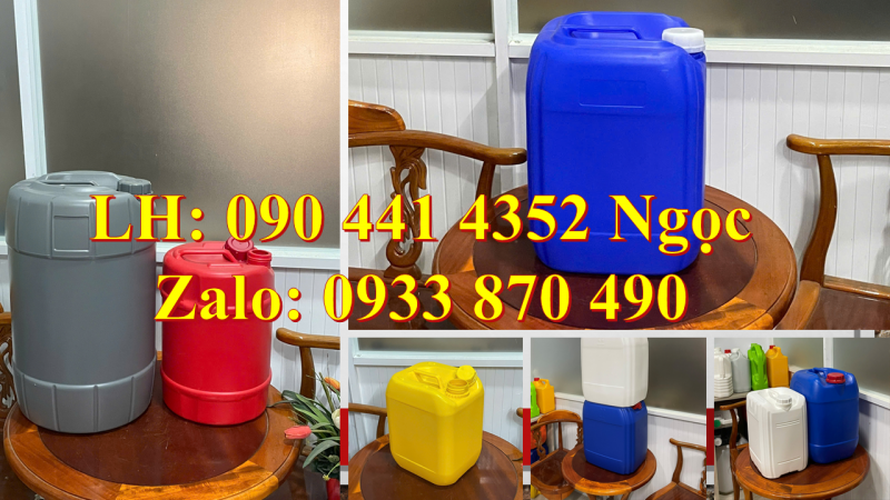Can nhựa vuông 24 lít, thùng nhựa 25 lít đựng chất tẩy, can nhựa 30 lít đựng thuốc thú y