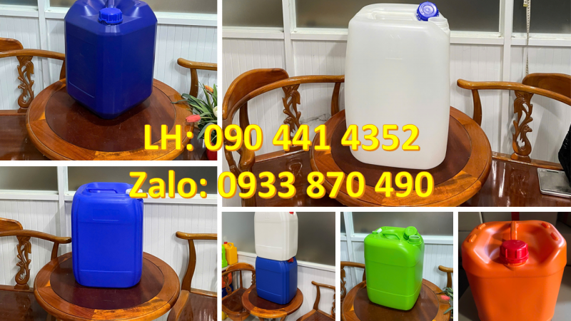 Can nhựa 20 lít đựng dung môi, thùng nhựa 25 lít vuông, can nhựa 30 lít giá rẻ