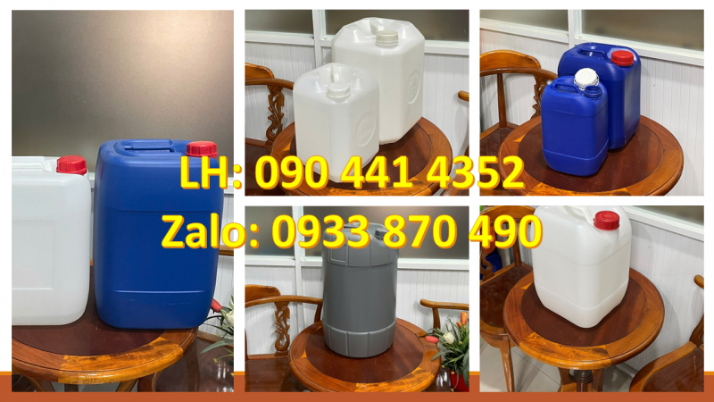 Can nhựa 20 lít đựng dung môi, thùng nhựa 25 lít vuông, can nhựa 30 lít giá rẻ