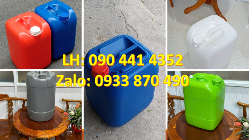 Can nhựa 20 lít đựng dung môi, thùng nhựa 25 lít vuông, can nhựa 30 lít giá rẻ