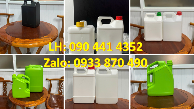 Can nhựa 5 lít màu vàng, can nhựa 2 lít đựng dung dịch vệ sinh máy móc chuyên dụng 