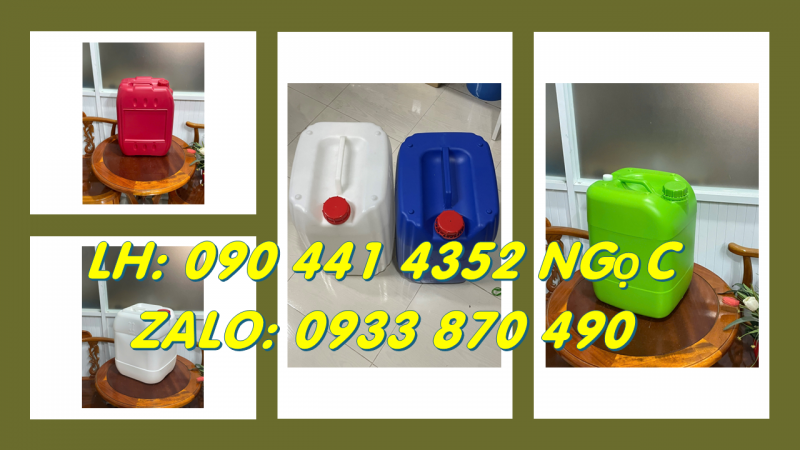 Can nhựa 25 lít cao cấp, thùng nhựa 25 lít đựng axit đặc, nóng, can nhựa 30 lít vuông 