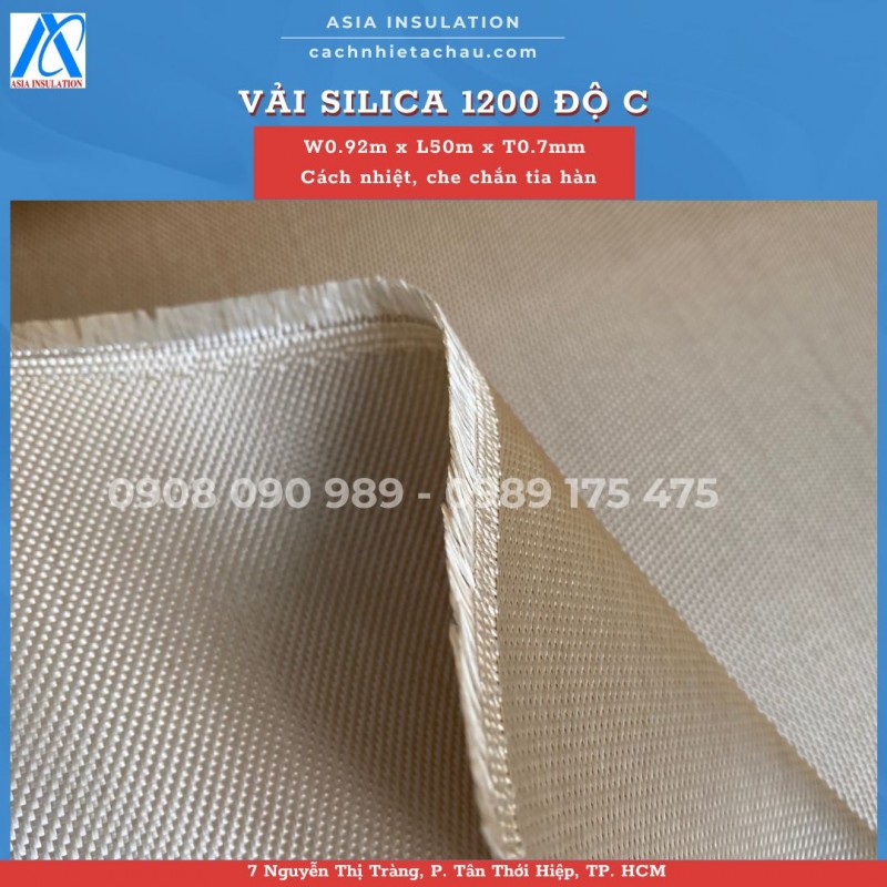 Vải Silica cách nhiệt, chống cháy 1200 độ C