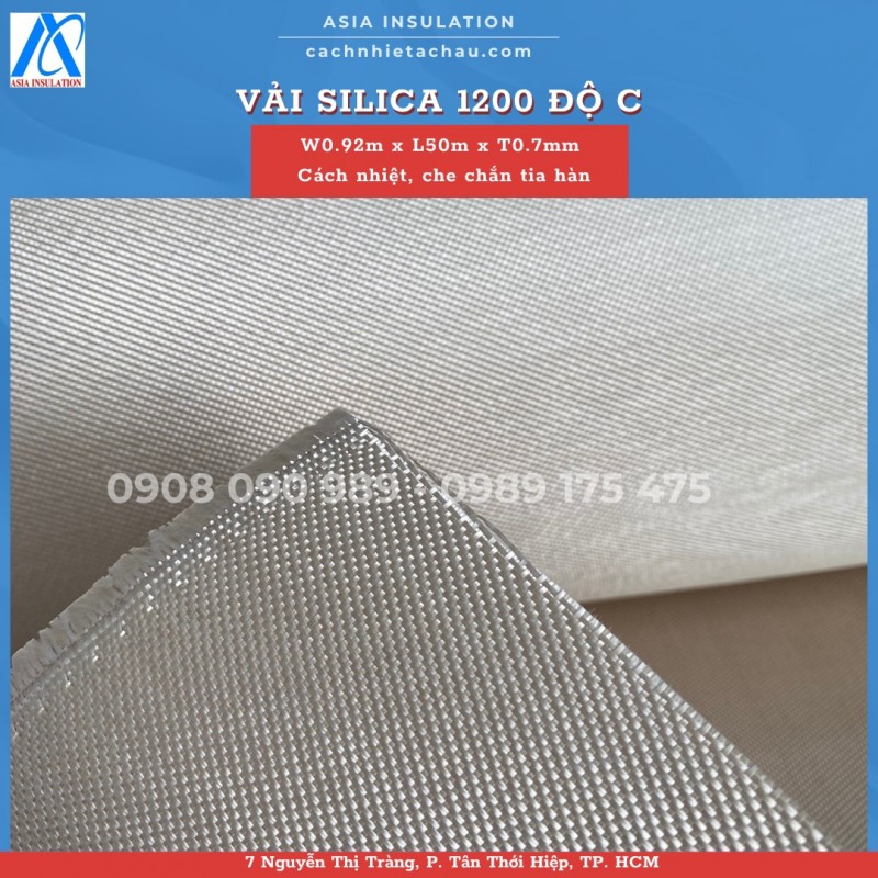 Vải Silica cách nhiệt, chống cháy 1200 độ C