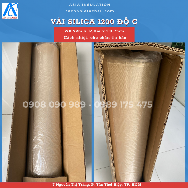Vải Silica cách nhiệt, chống cháy 1200 độ C