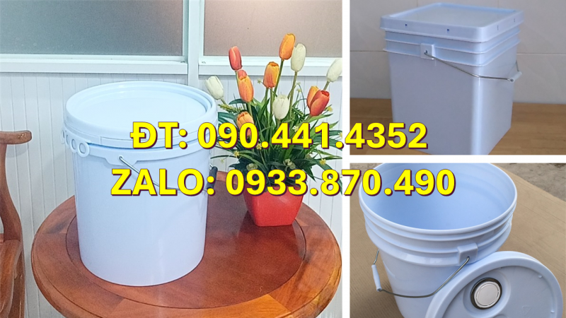 Thùng đựng sơn 5 lít vàng, vỏ thùng sơn tròn 6 lít, thùng sơn 10 lít đựng dầu nhớt 