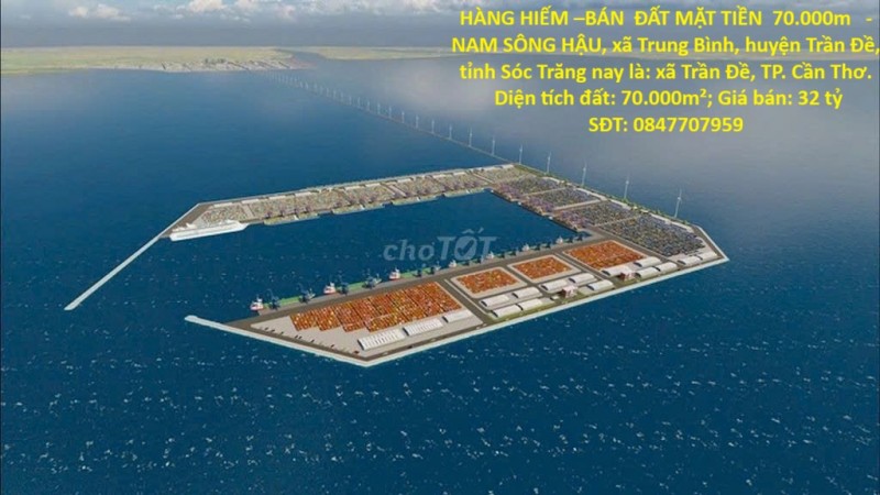HÀNG HIẾM –BÁN  ĐẤT MẶT TIỀN  70.000m   -NAM SÔNG HẬU, xã Trung Bình, huyện Trần Đề, tỉnh Sóc Trăng