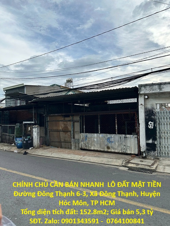 CHÍNH CHỦ CẦN BÁN NHANH  LÔ ĐẤT MẶT TIỀN Đường Đông Thạnh 6-3, Xã Đông Thạnh, Huyện Hóc Môn, TP HCM
