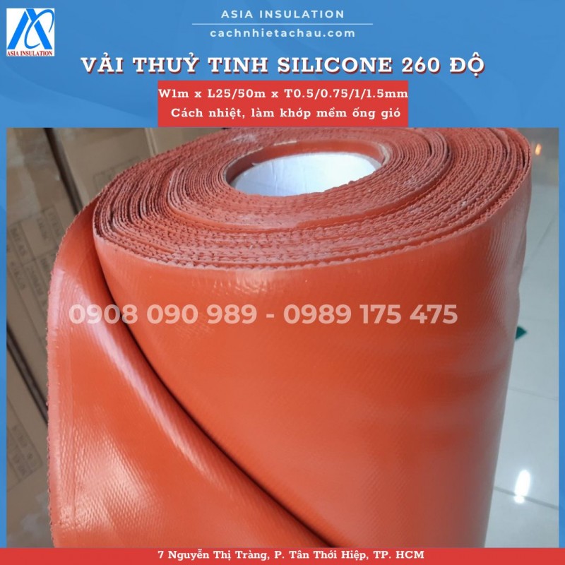 Vải thuỷ tinh phủ Silicone hai mặt, cách nhiệt, chống cháy
