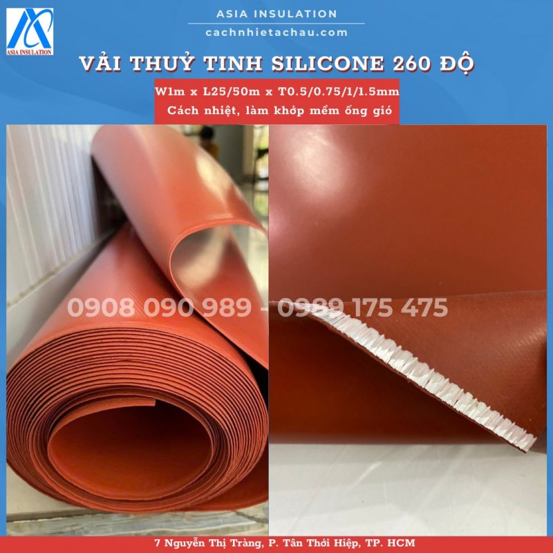Vải thuỷ tinh phủ Silicone hai mặt, cách nhiệt, chống cháy