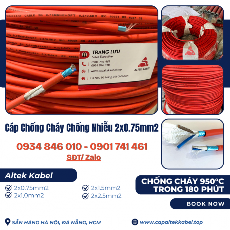 Cáp chống cháy chống nhiễu 2x0.75+E+GFT Altek Kabel
